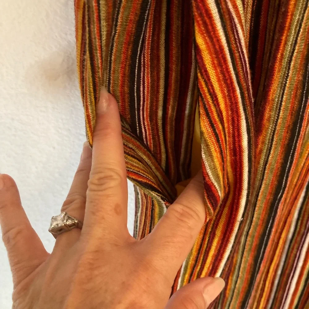 Maggy London Multicolor Striped Midi Dress Size 4 | Tie Waist - Picture 4 of 7